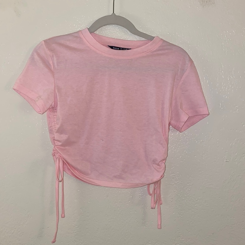 pink shein tie top